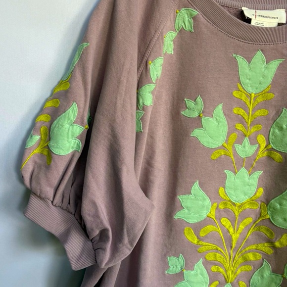 NWT Anthropologie Short-Sleeve Appliqué Sweatshirt XL - Picture 7 of 11